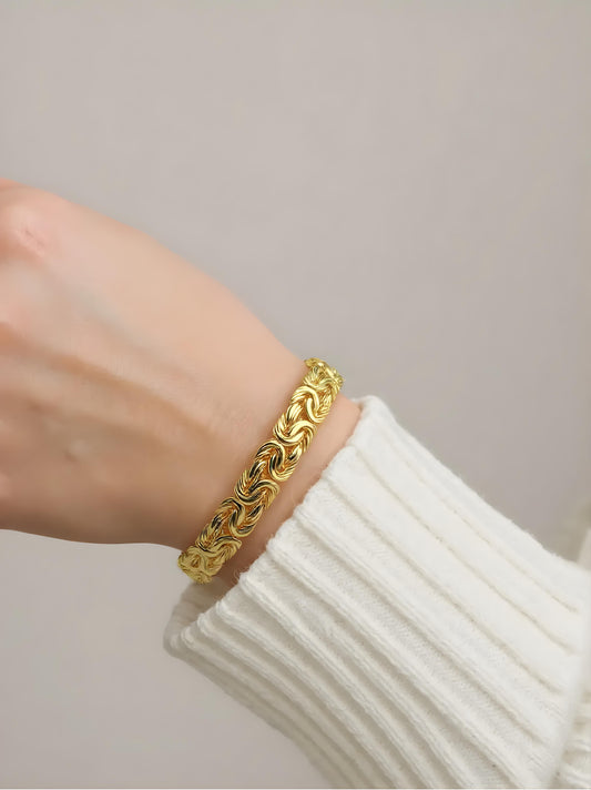 Solid 14K yellow gold Byzantine bracelet EJB10308