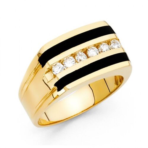 14K Gold Black Onyx CZ Ring EJMR29629