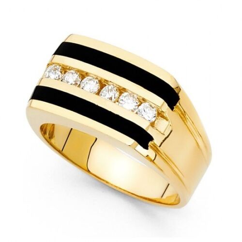 14K Gold Black Onyx CZ Ring EJMR29629