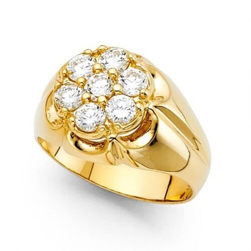 14K Yellow Gold CZ Signet Ring EJMR29538