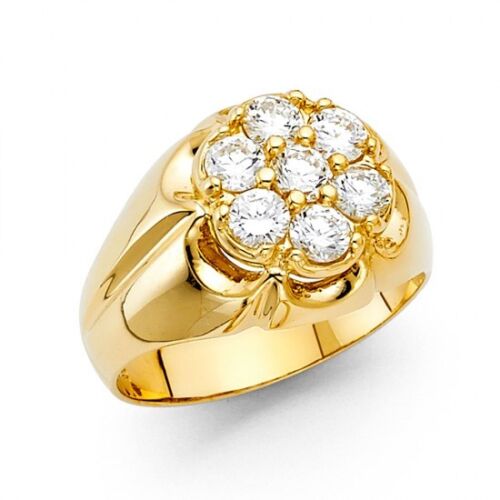 Solid 14K Yellow Gold CZ Signet Ring EJMR29538