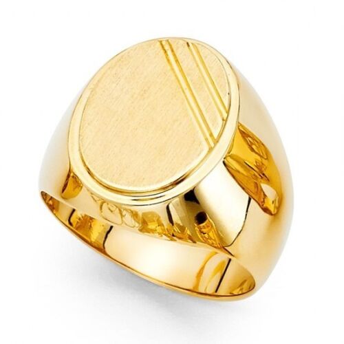 Solid 14K Yellow Gold Oval Signet Ring EJRG1641