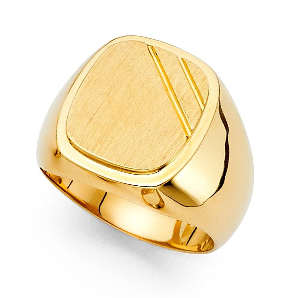 Solid 14K Yellow Gold Square Signet Ring EJMR29814