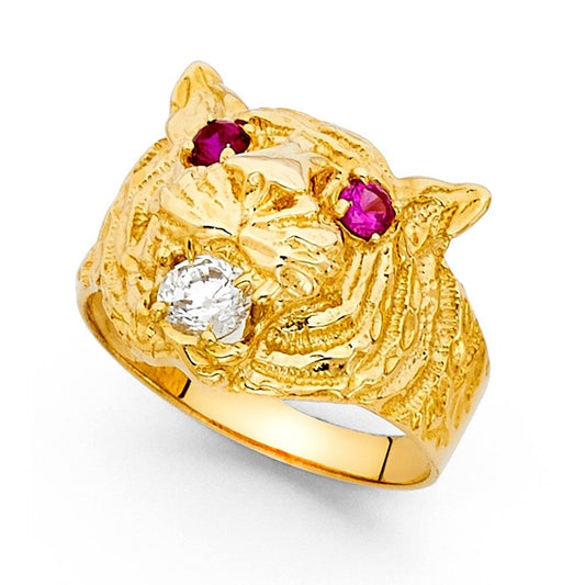 Solid 14K Yellow Gold Tiger Ring EJMR29731
