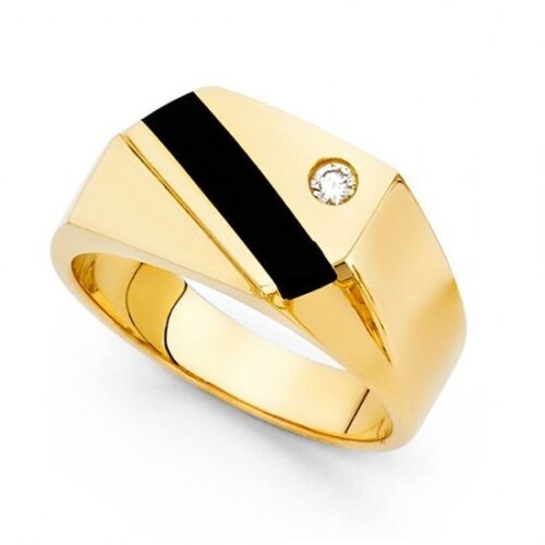 Solid 14K yellow gold Black Onyx Ring EJRG1489
