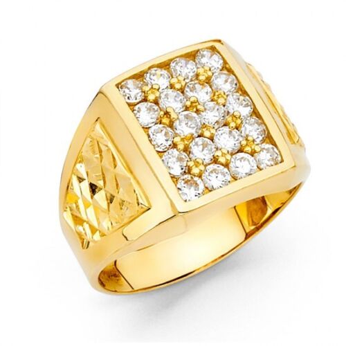 Solid 14K yellow gold Gold Men's CZ Ring EJRG1552