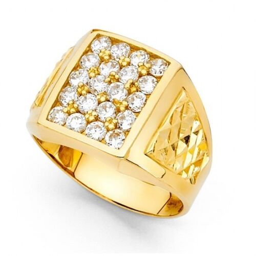 Solid 14K yellow gold Gold Men's CZ Ring EJRG1552