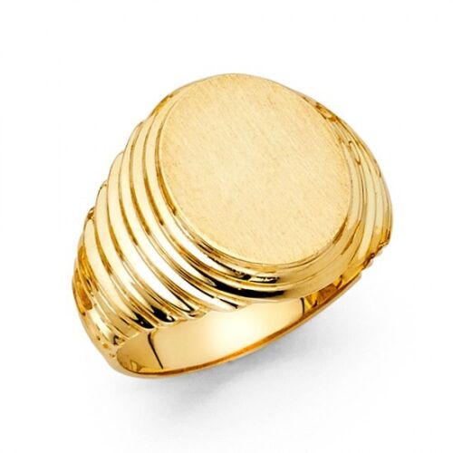 Solid 14K yellow gold Oval Men's Ring EJRG1643