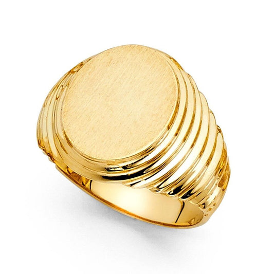 Solid 14K yellow gold Oval Men's Ring EJRG1643