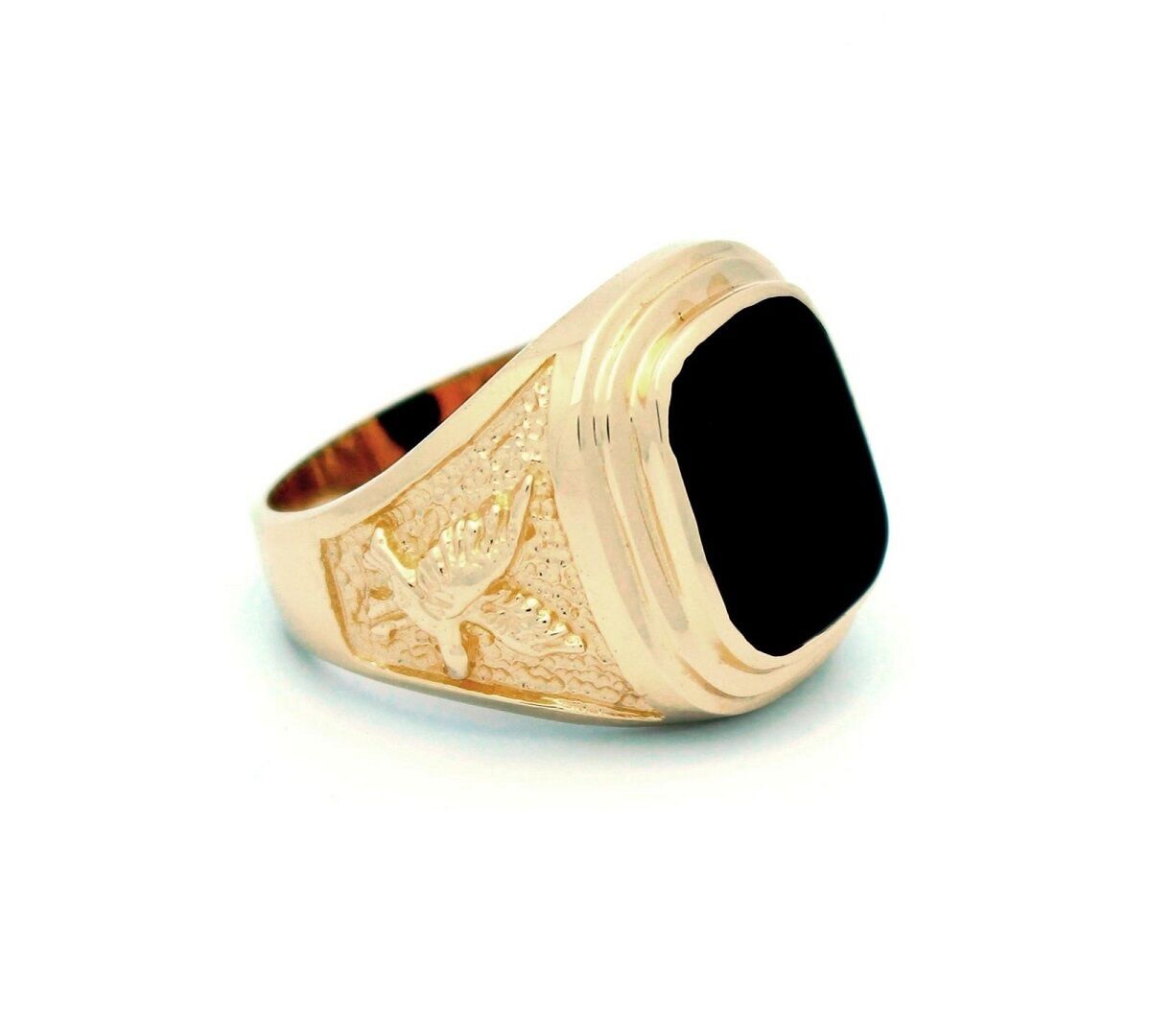 14K yellow gold eagle onyx ring EJMR29531