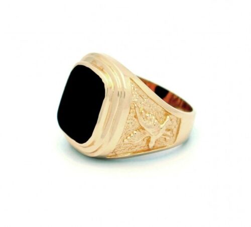 14K yellow gold eagle onyx ring EJMR29531