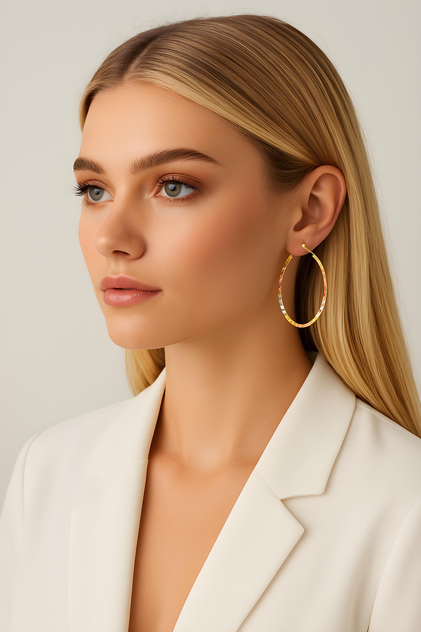 Hollow 14K Tricolor Gold Hoop Earrings EJ154TR1535