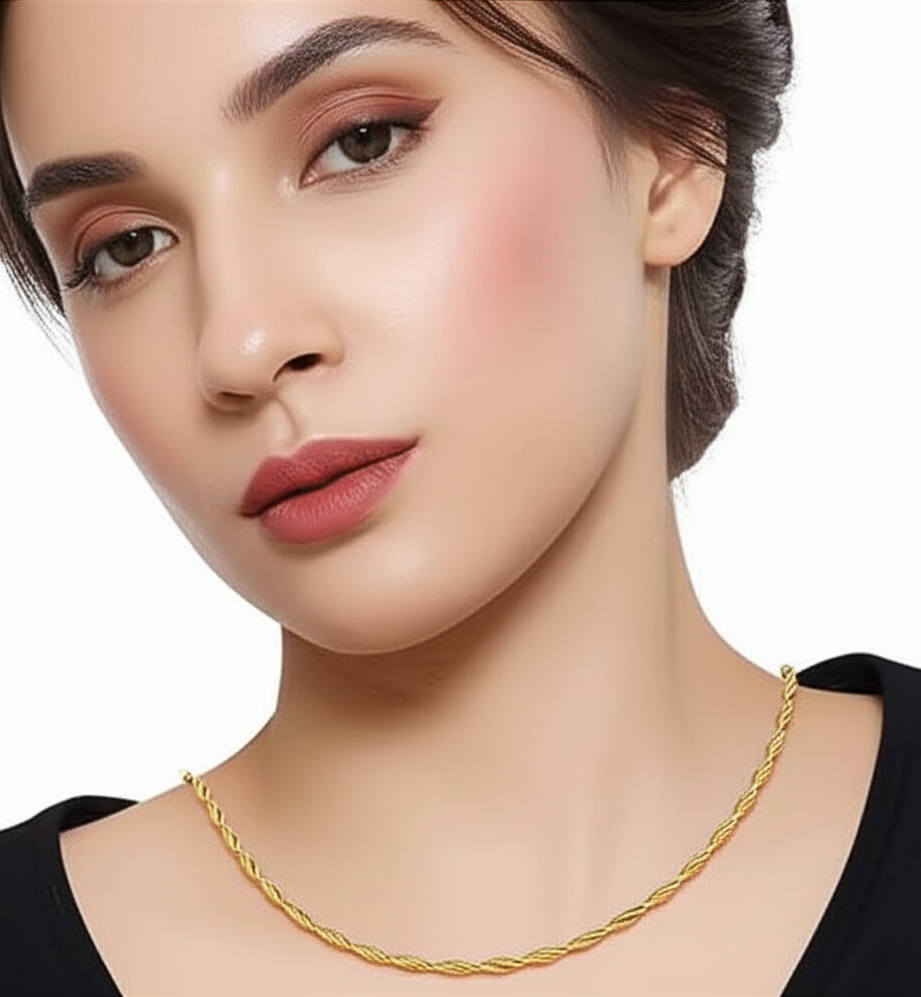 Solid 14K Gold 2.5mm Rope 22" Chain EJCN35125