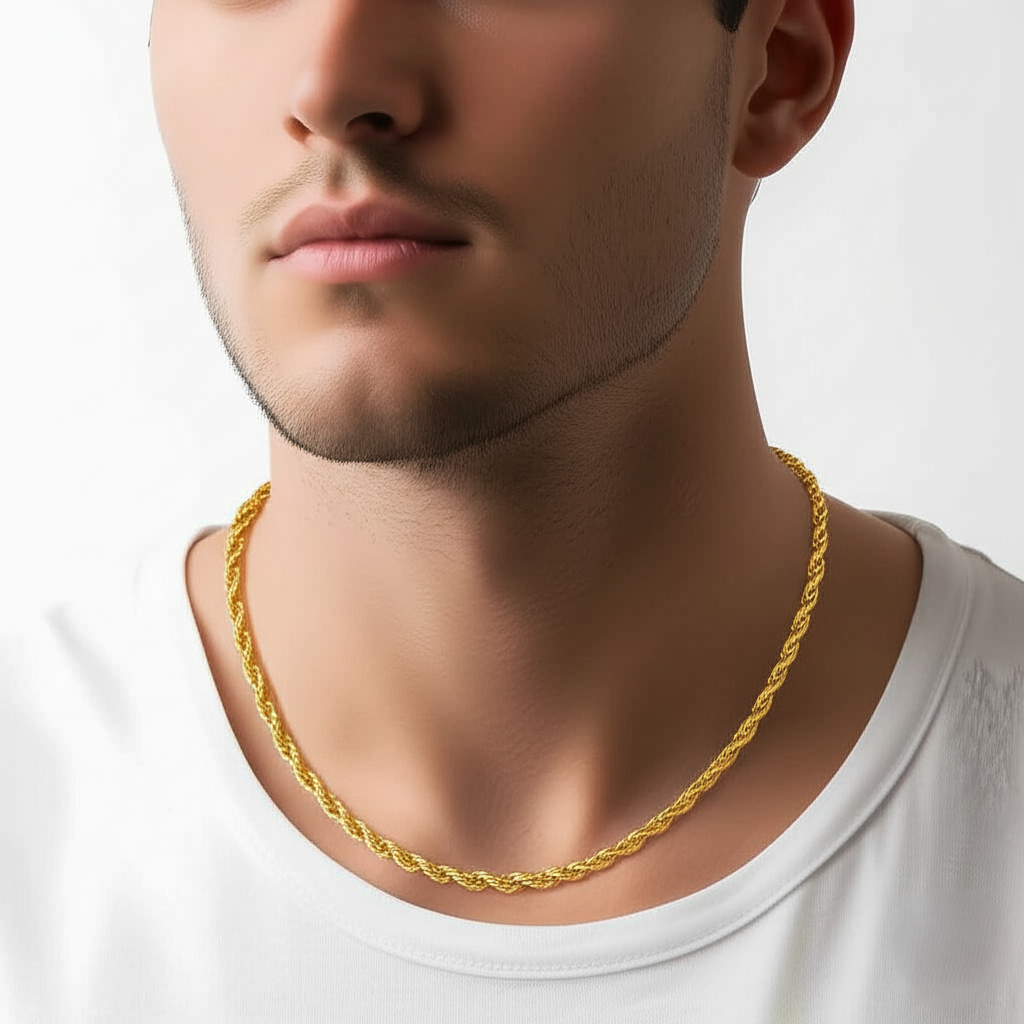 Solid 14K Yellow Gold 4mm 26" Rope Chain EJCN35128