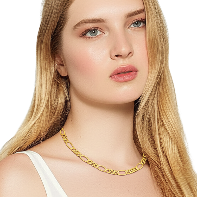 Solid 14K Gold 4.5mm Figaro Chain 20" EJCN35603