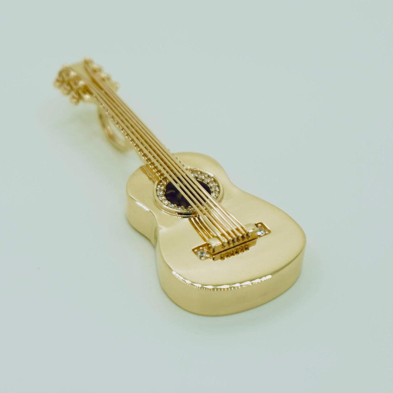 Solid 14K Yellow Gold Handmade Guitar pendant EJCM26504