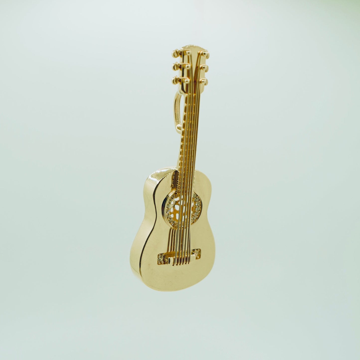 Solid 14K Yellow Gold Handmade Guitar pendant EJCM26504