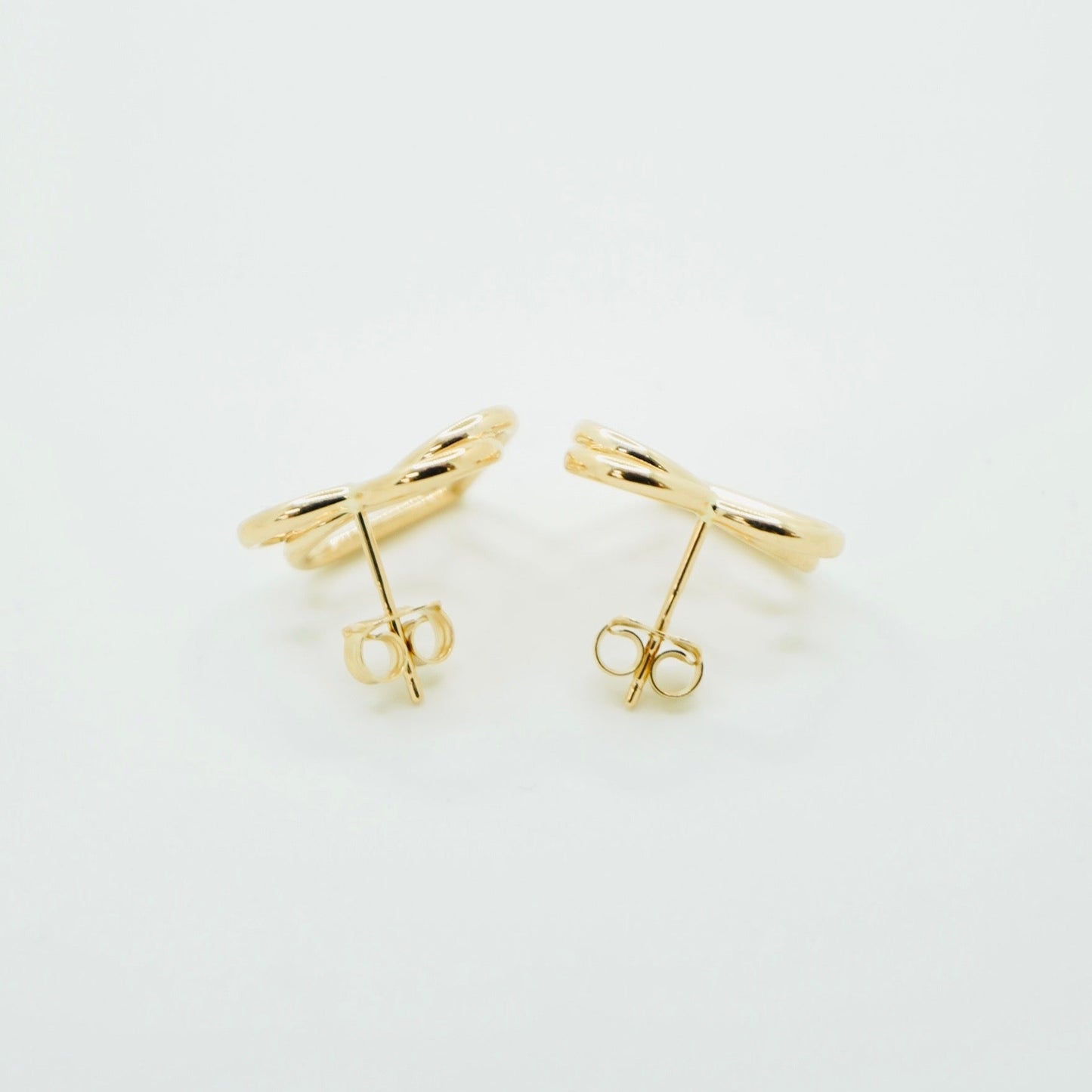 Fancy 14K Yellow Gold Double Heart Earrings EJER0956