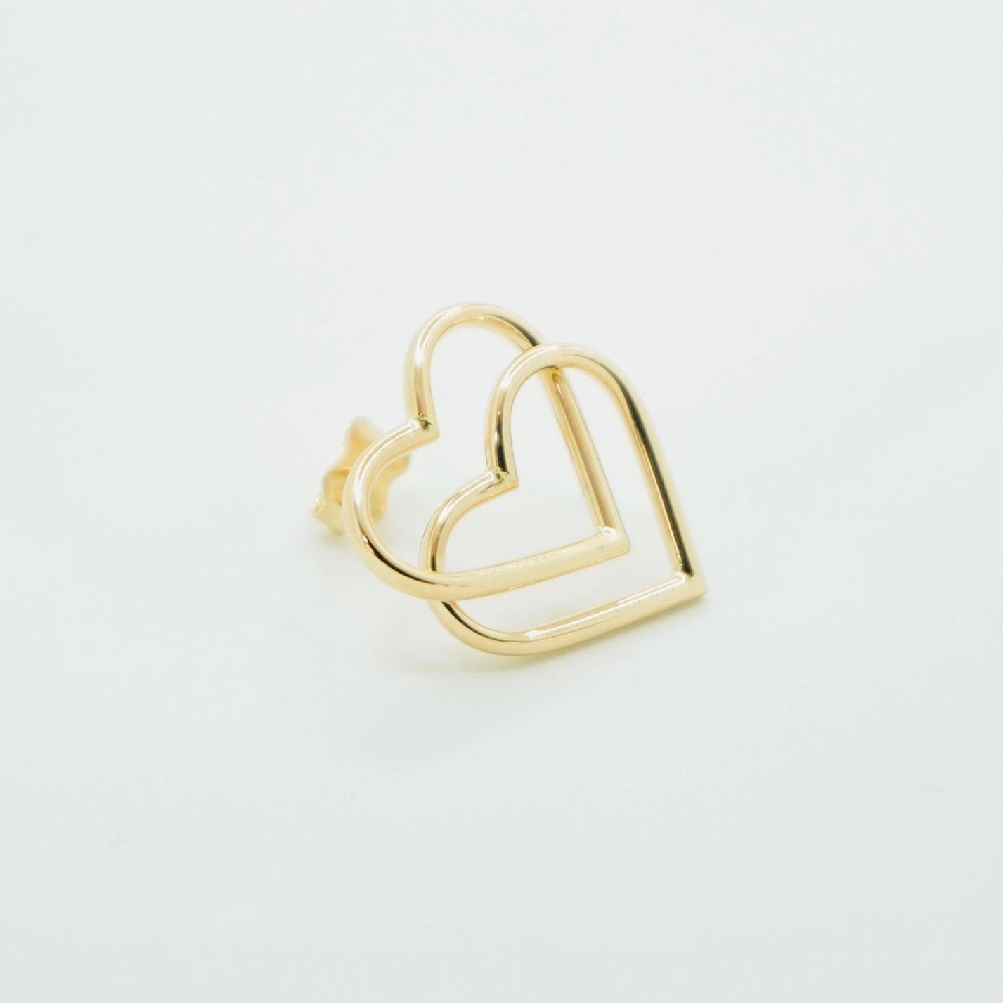 Fancy 14K Yellow Gold Double Heart Earrings EJER0956