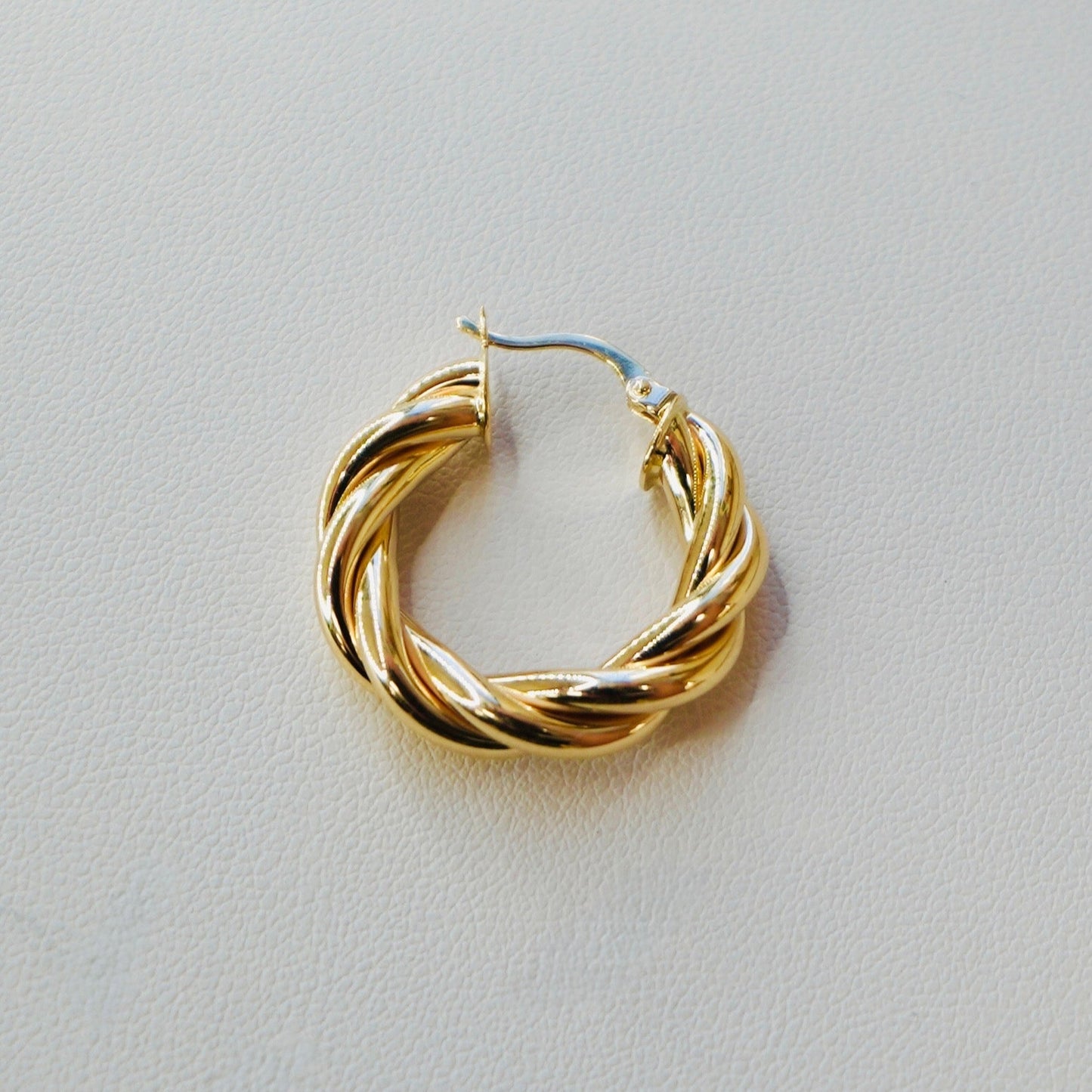 Fancy 14K Yellow Gold Twisted Hoop Earrings