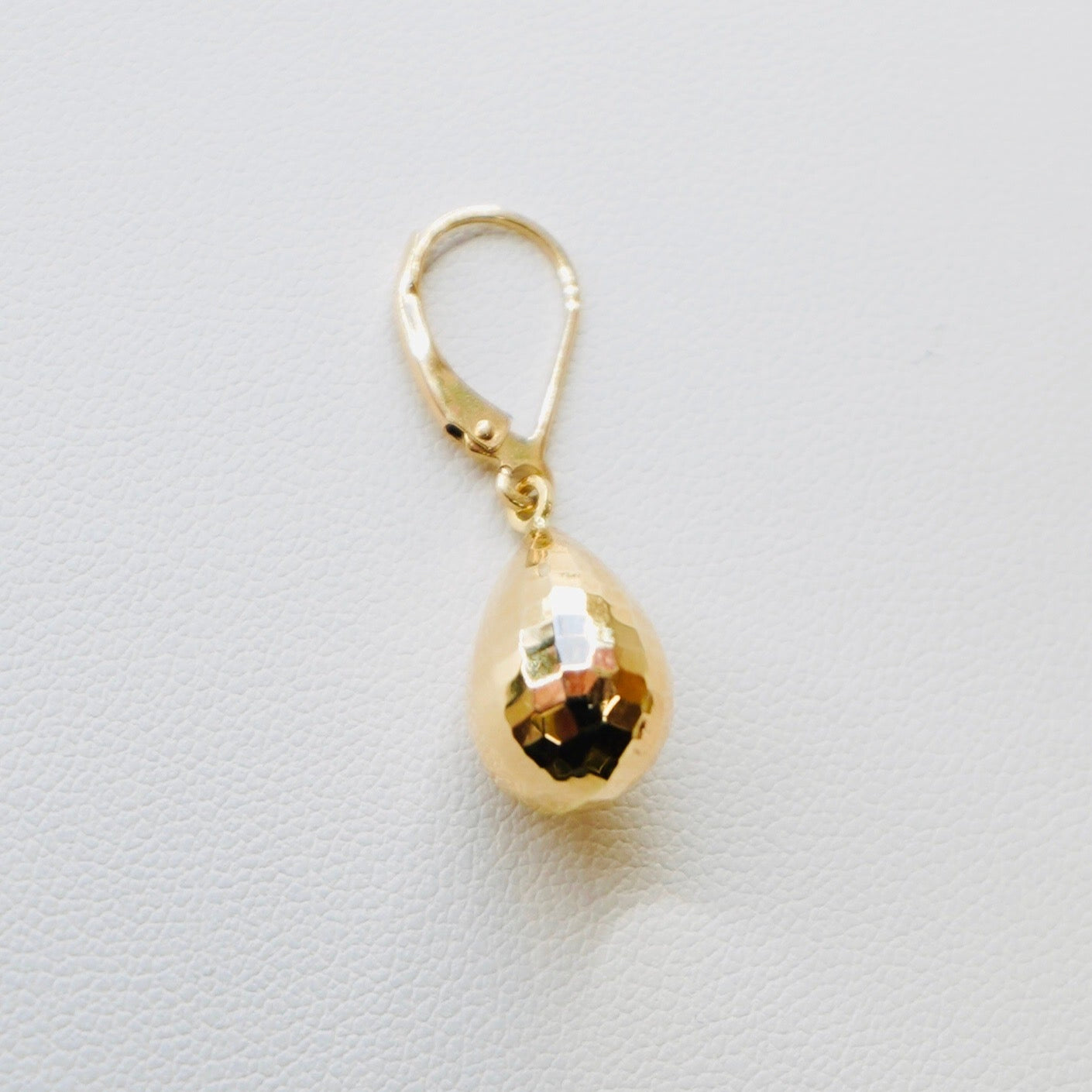 Fancy 14k Yellow Gold Faceted Pear Shaped Earrings