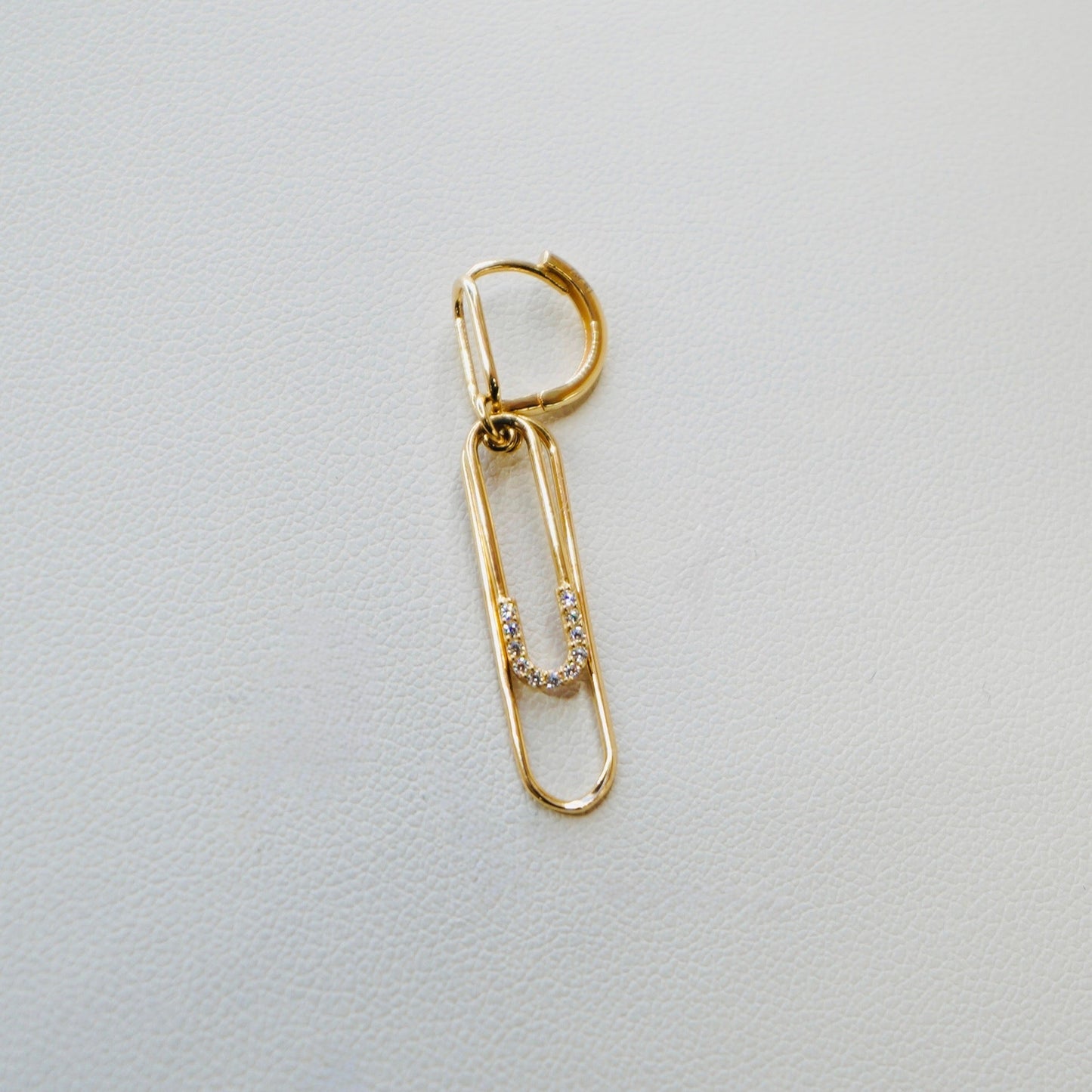 Solid 14K Yellow Gold Dangling Paper Clip Earrings