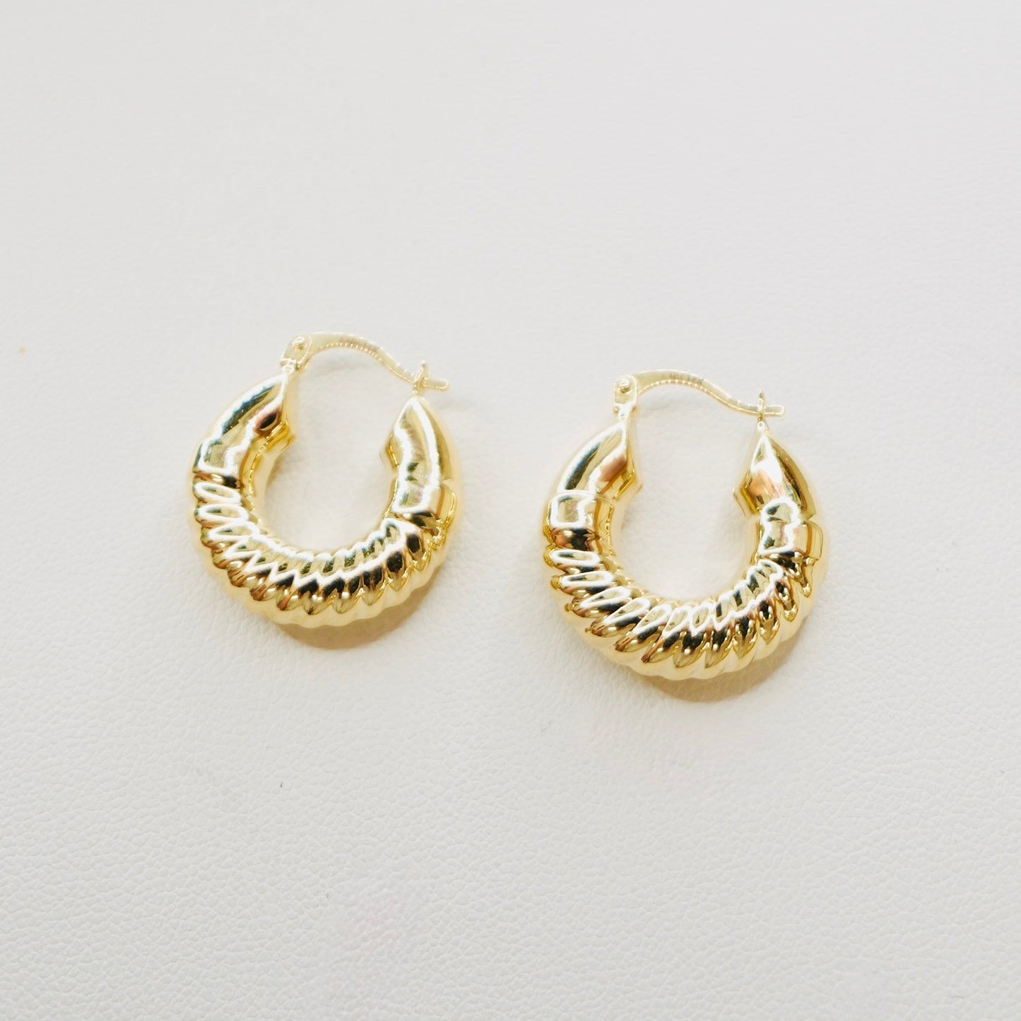 Fancy 14K Yellow Gold "Shrimp" Puff Hoop Earrings