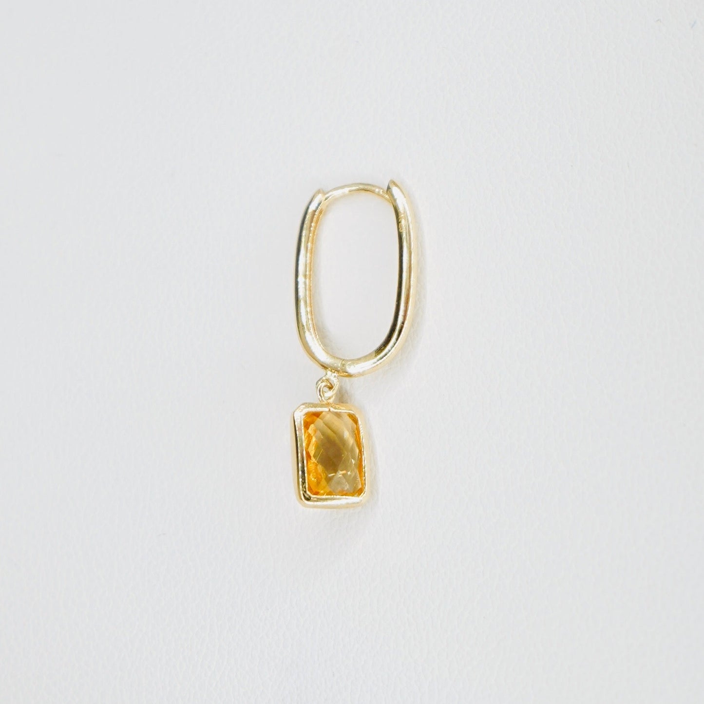 Solid 14K Gold Dangling Citrine Stone Earrings