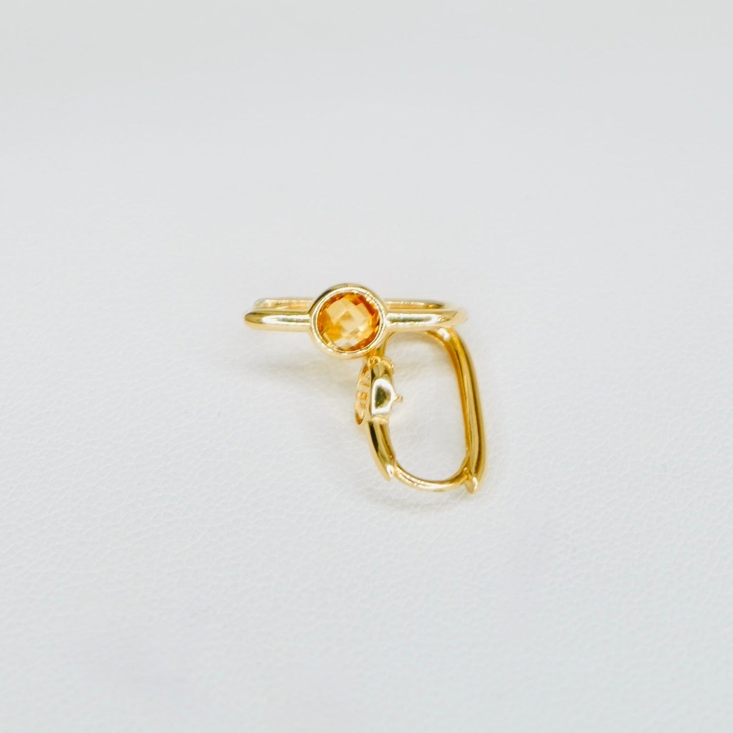 Fancy 14K Yellow Gold Oval Citrine Stone Earring EJER0970