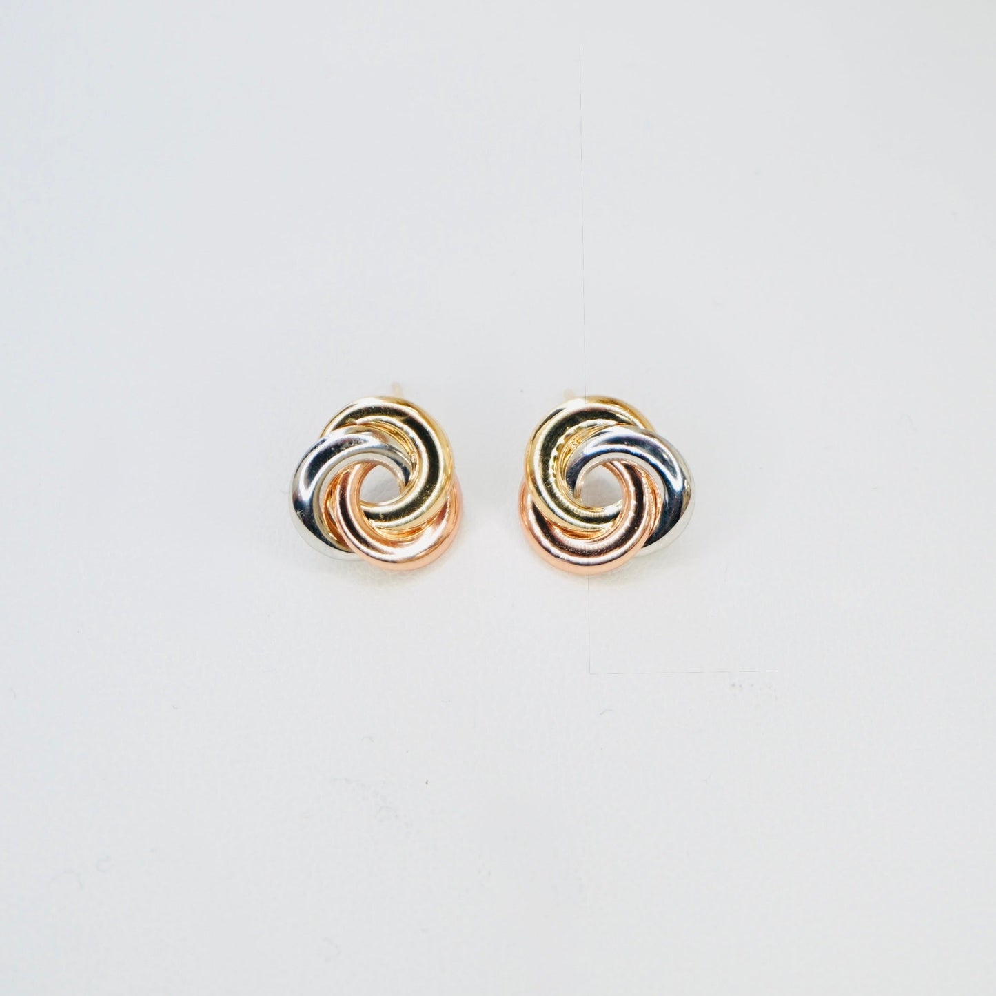 Fancy 14K Tricolor Gold Knot Earrings EJER0972
