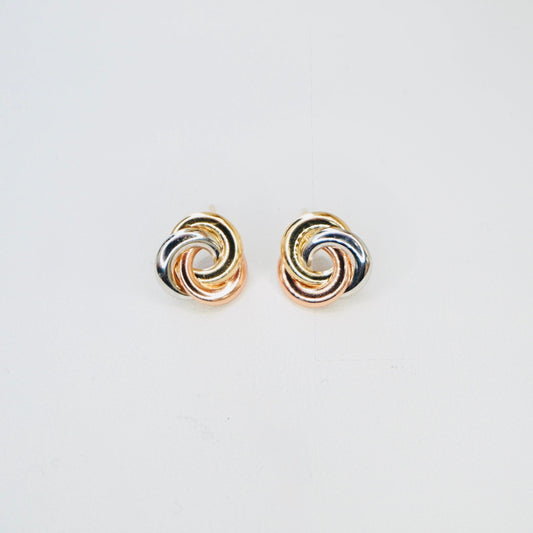 Fancy 14K Tricolor Gold Knot Earrings