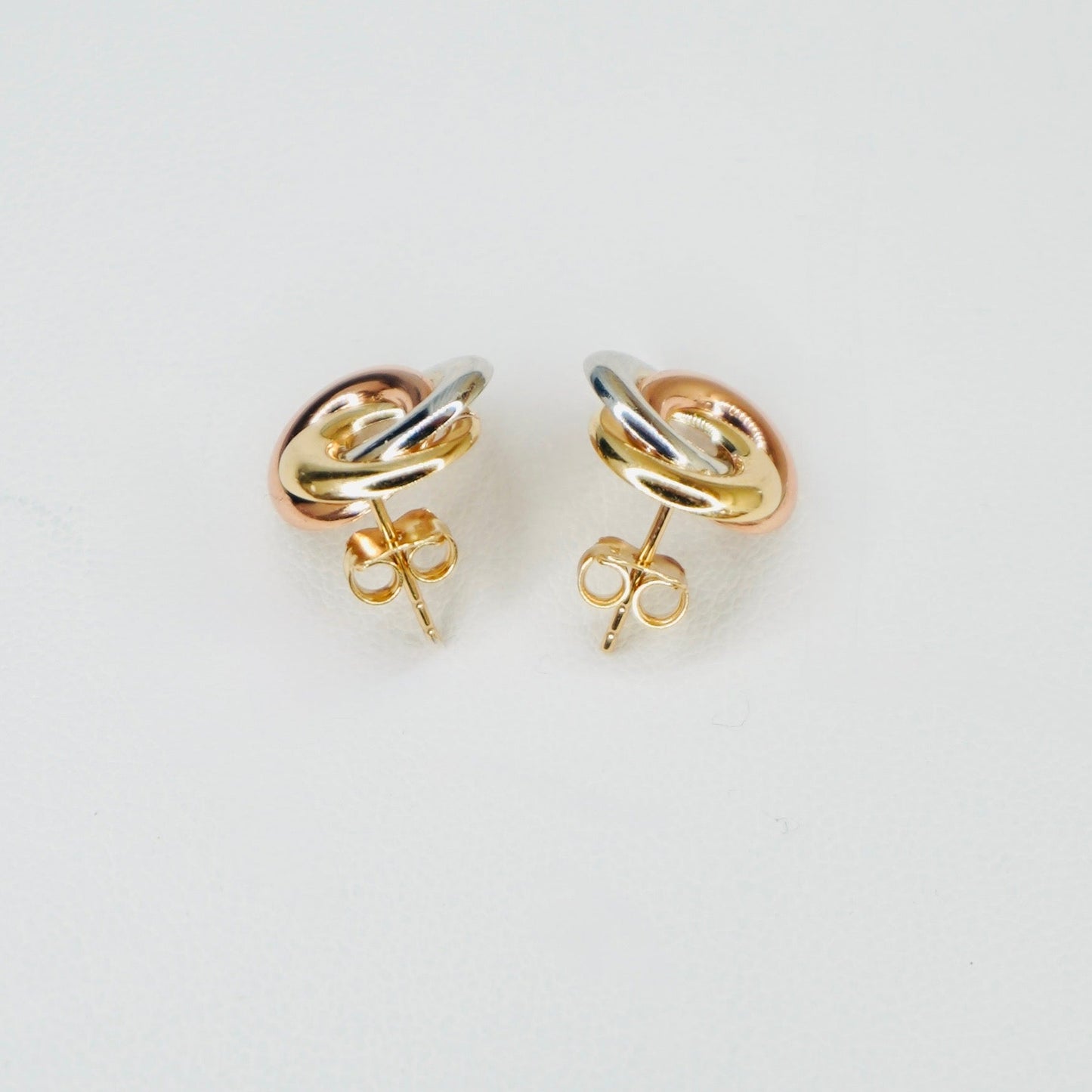 Fancy 14K Tricolor Gold Knot Earrings EJER0972
