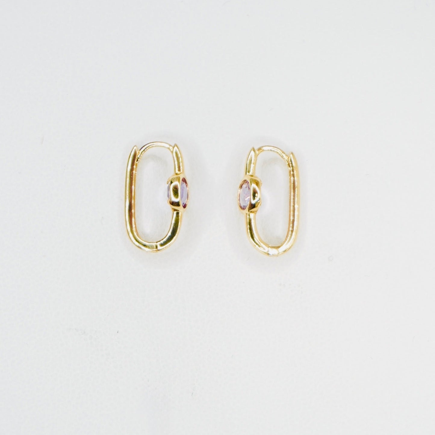 Fancy 14K Yellow Gold Oval Amethyst Stone Earring EJER0974