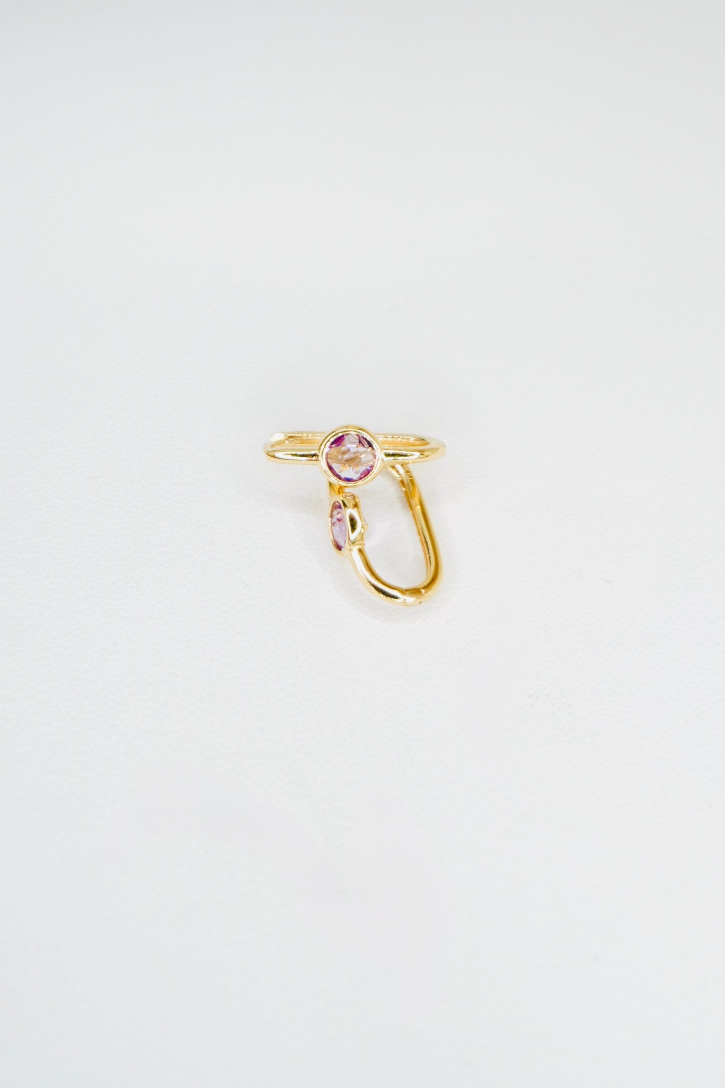 Fancy 14K Yellow Gold Oval Amethyst Stone Earring EJER0974