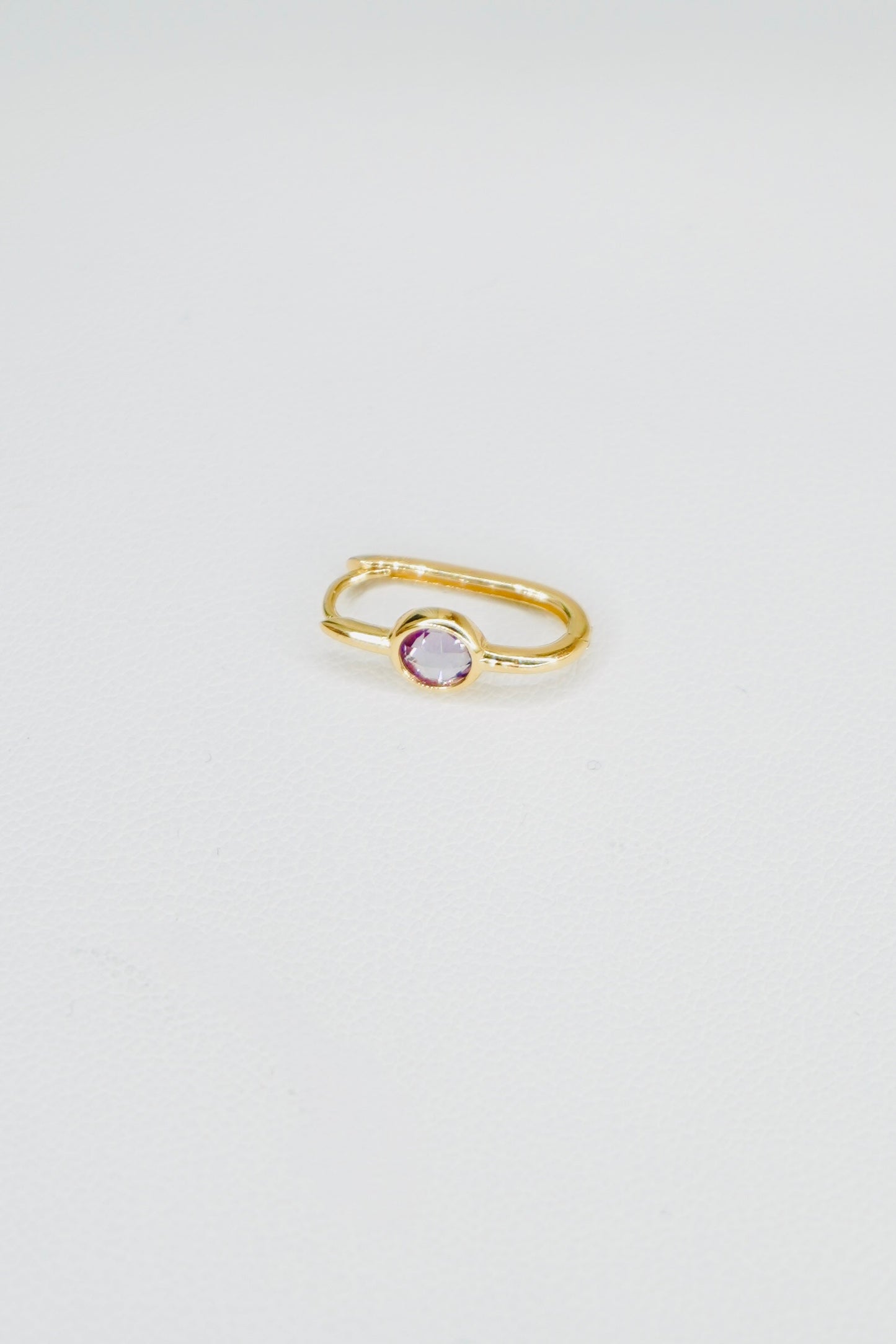 Fancy 14K Yellow Gold Oval Amethyst Stone Earring EJER0974