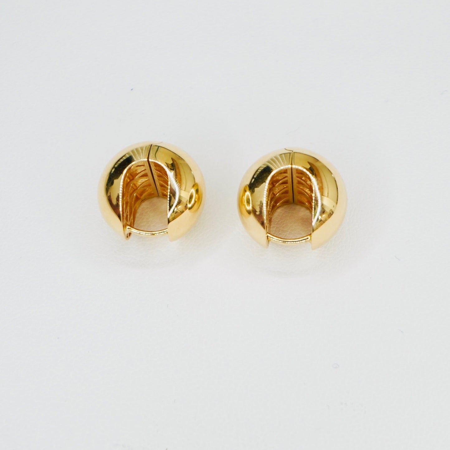 Fancy 14K Yellow Gold High Polished Sphere Huggy Earrings EJER0975