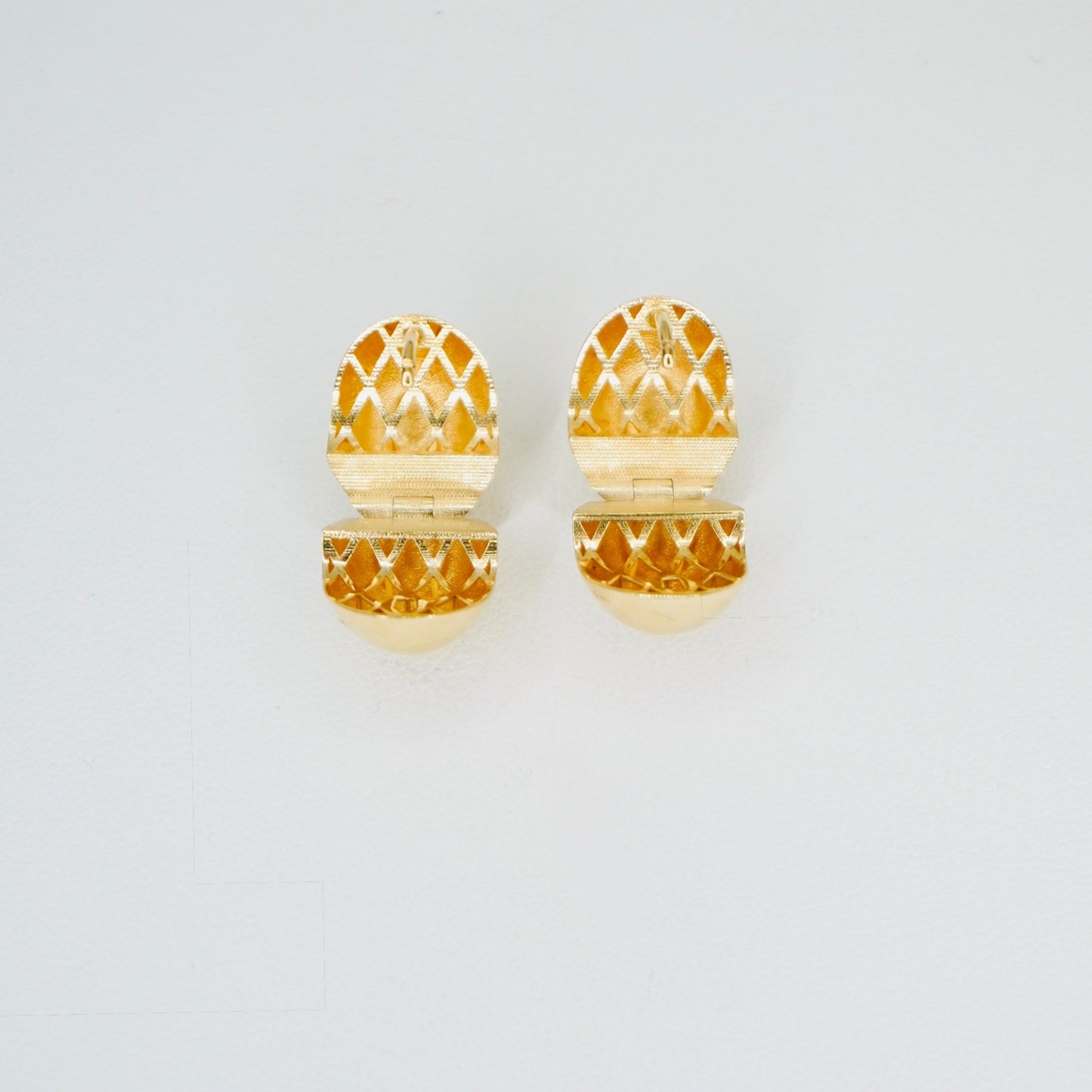 Fancy 14K Yellow Gold High Polished Sphere Huggy Earrings EJER0975