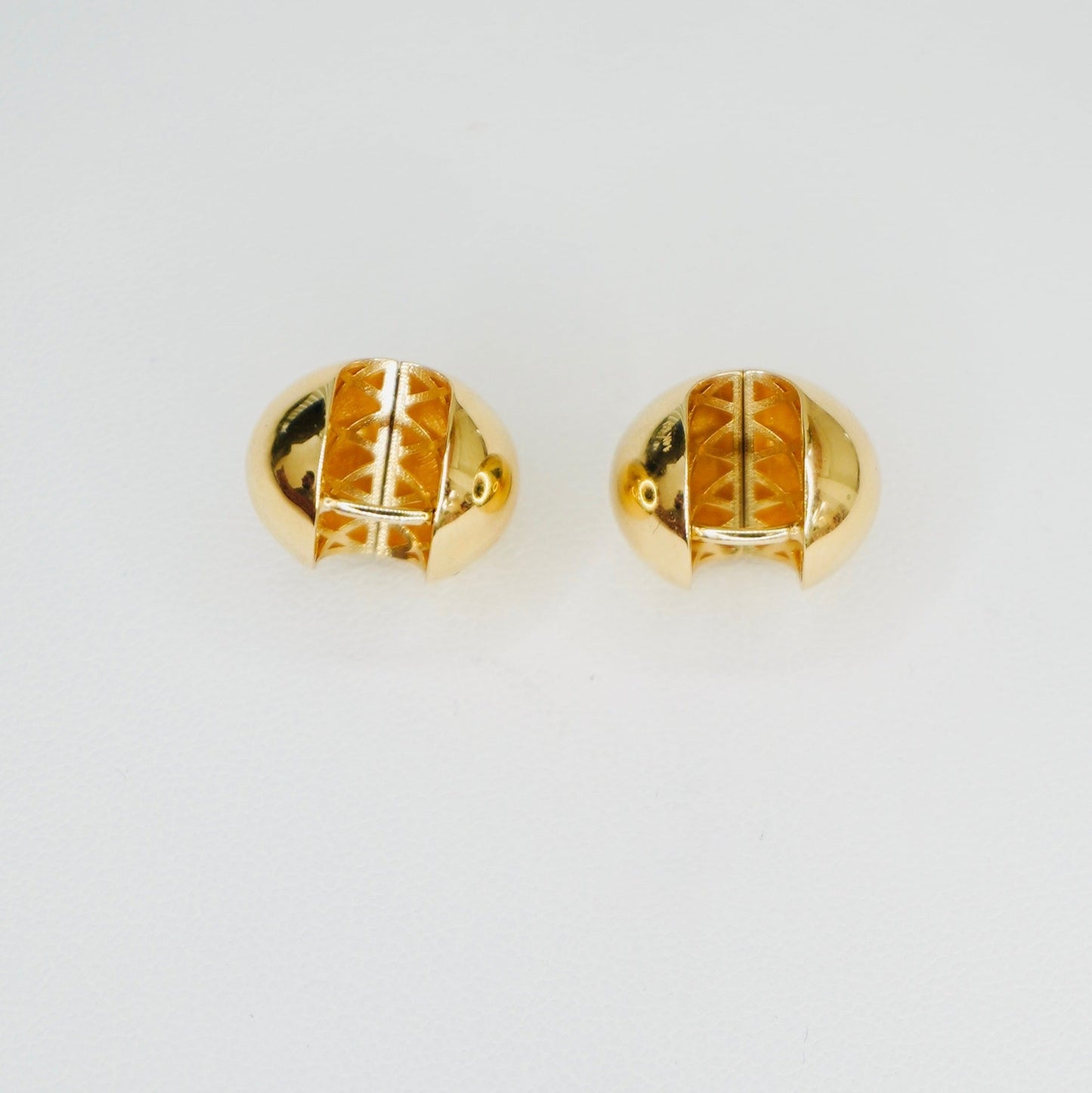 Fancy 14K Yellow Gold High Polished Sphere Huggy Earrings EJER0975