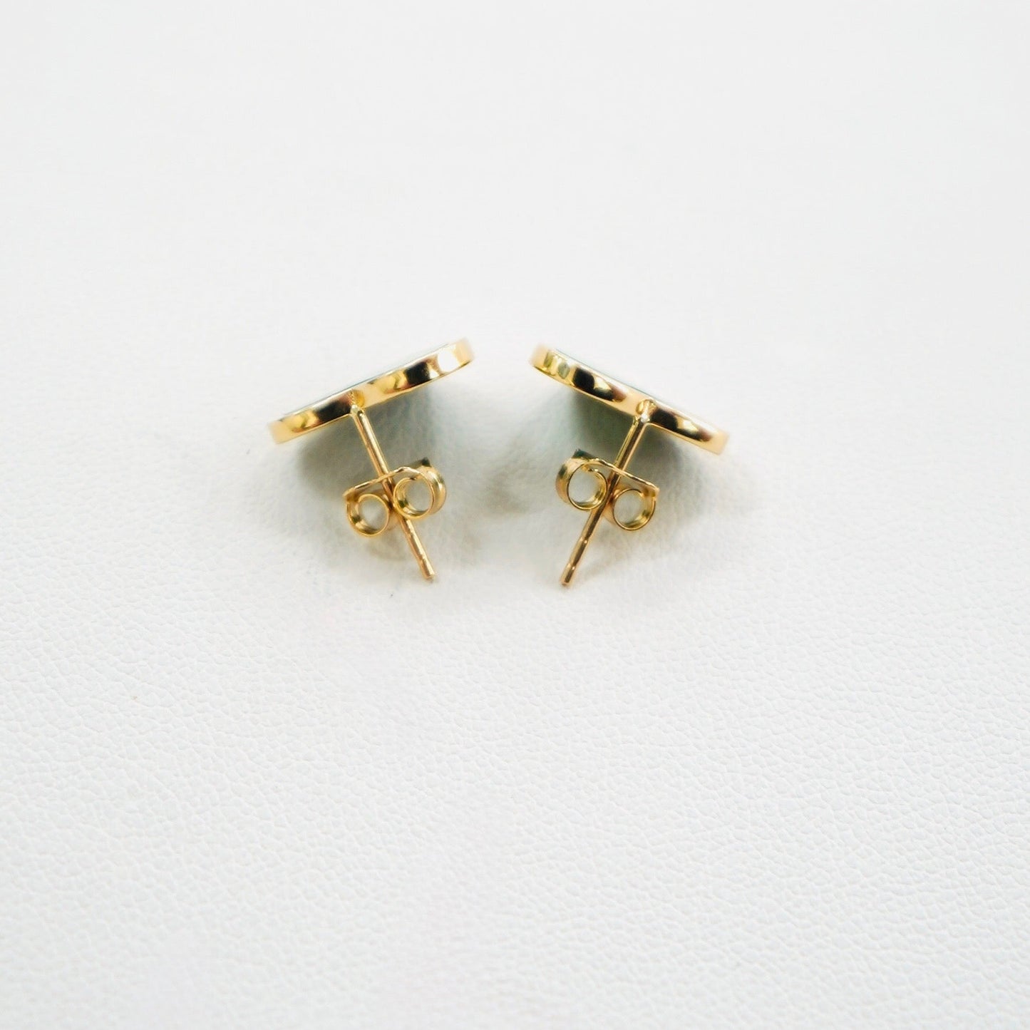 Fancy 14K Yellow Gold Malachite Heart Earrings EJER0976