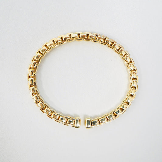 Solid 14K Yellow Gold Round Box Bangle