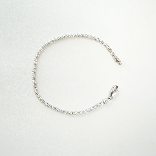 Solid 14K White Gold 2.5mm 7" Ice Bracelet