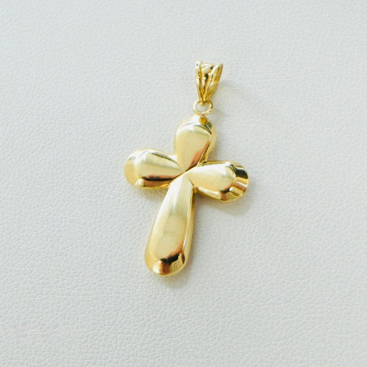 14K Yellow Gold Puff Cross Pendant EJPT761