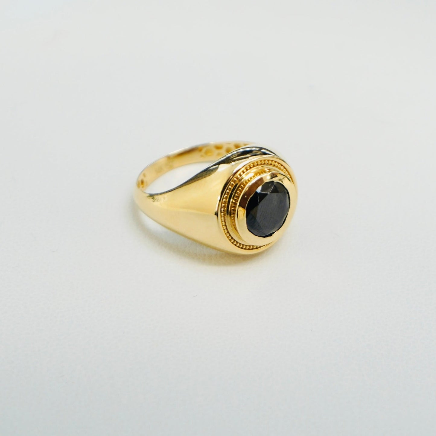 Solid 14K Rounded Gold Onyx Ring