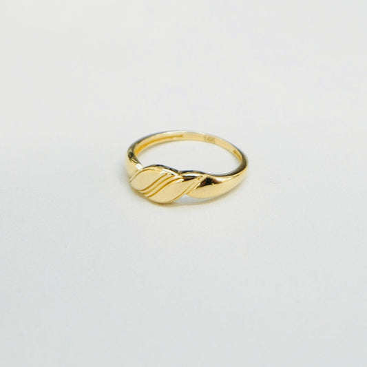 Solid 14K Yellow Gold Dainty Groove Ring