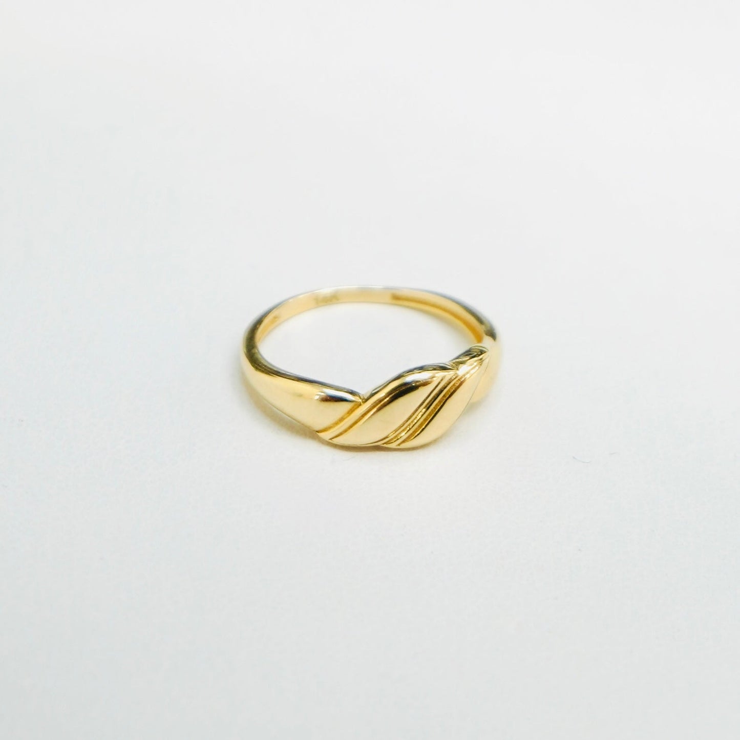 Solid 14K Yellow Gold Dainty Groove Ring