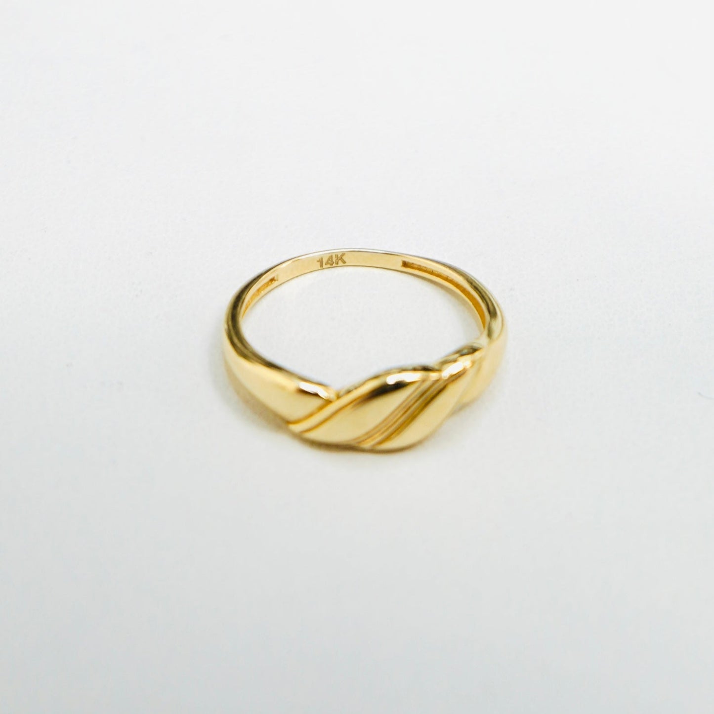 Solid 14K Yellow Gold Dainty Groove Ring