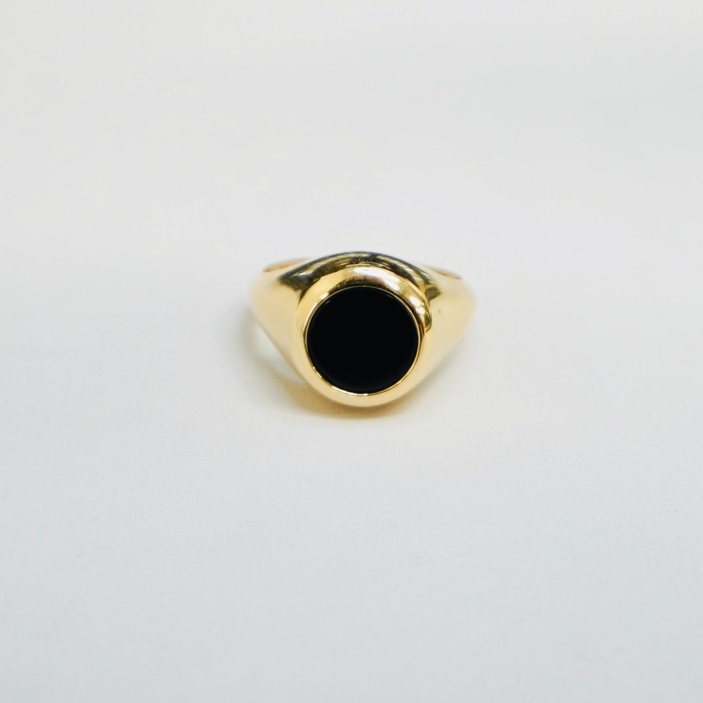 Solid 14K Gold Black Onyx Oval Ring EJMR29629