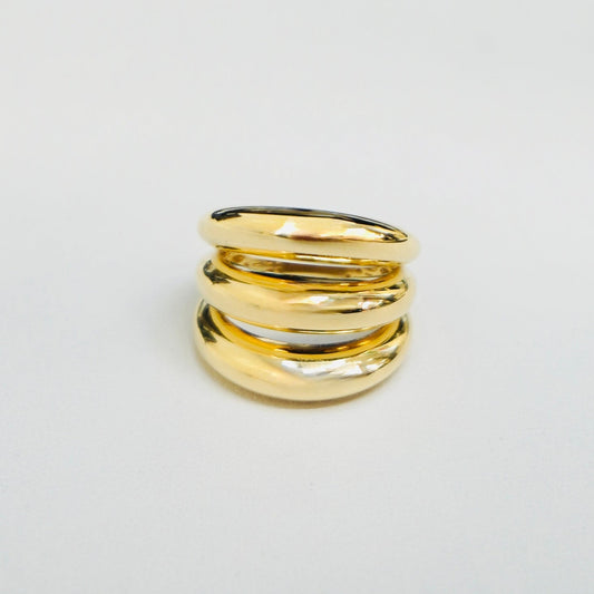 Solid 14K Fancy Three Link Ring