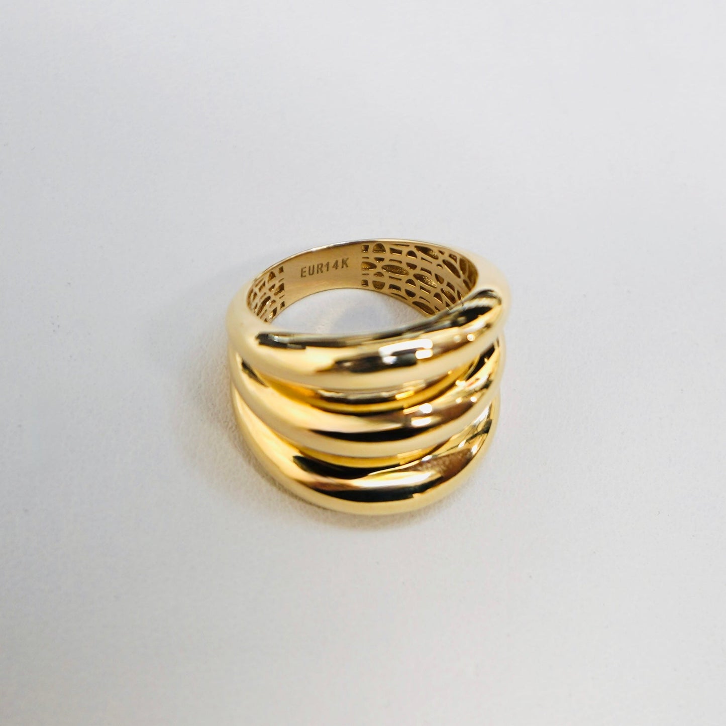 Solid 14K Fancy Three Link Ring