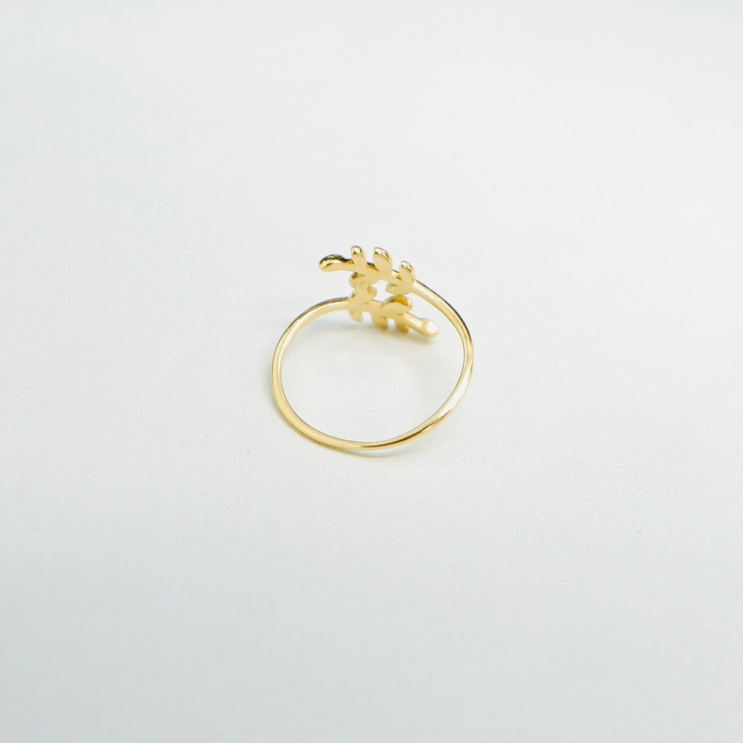 Solid 14K Yellow Gold Dainty Leaf Ring